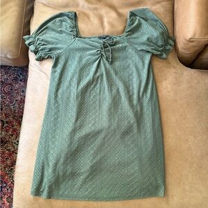 Vibe Sportswear Boho Cottage Romantic Peplum Eyelet Green Dress Lined 1X